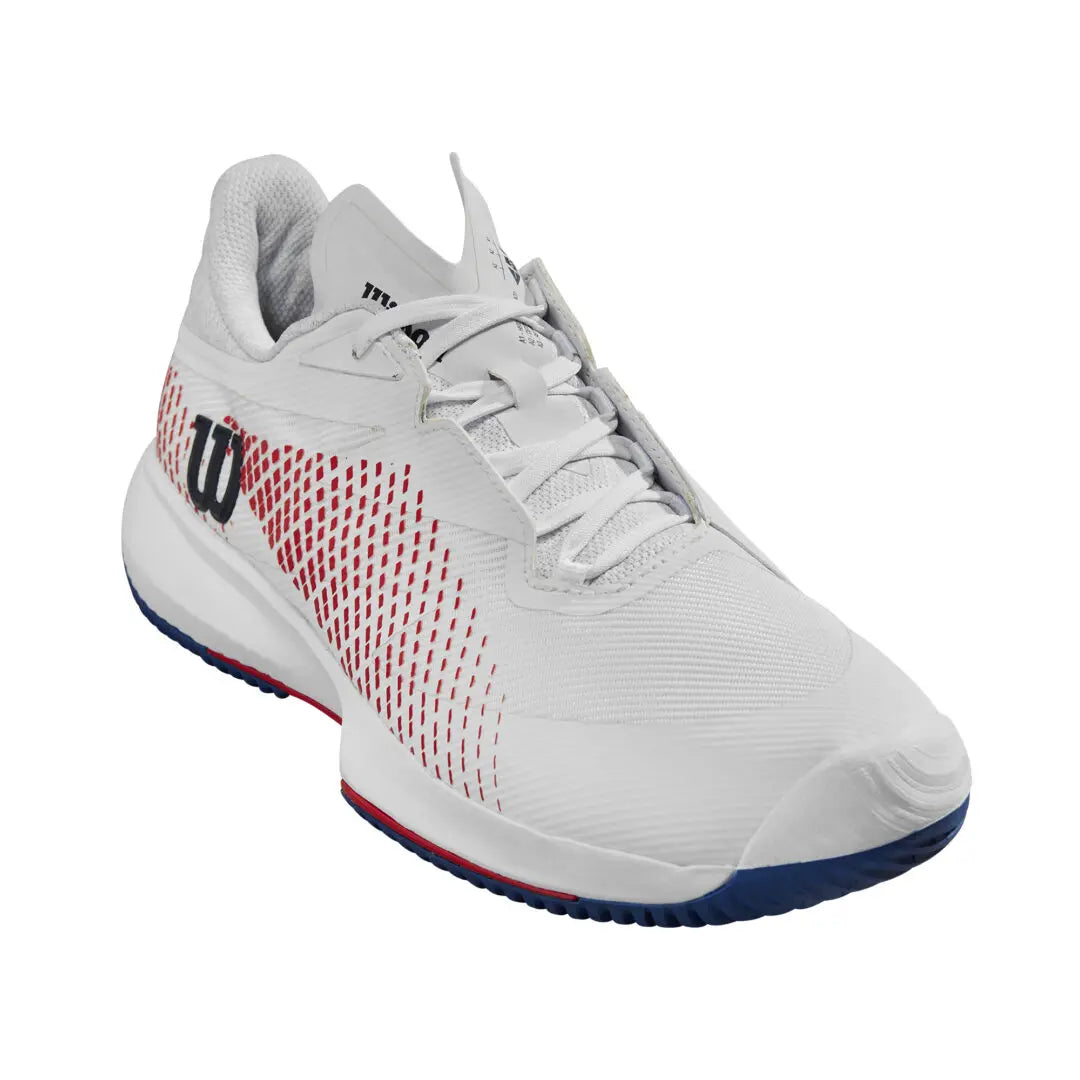 Wilson Ladies Kaos Swift 1.5 Tennis Shoe(White/Deja Vu Blue/Wilson Red)